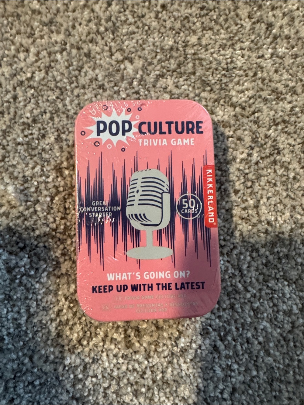 Kikkerland Pop Culture Trivia Game - Pink and Navy Tin